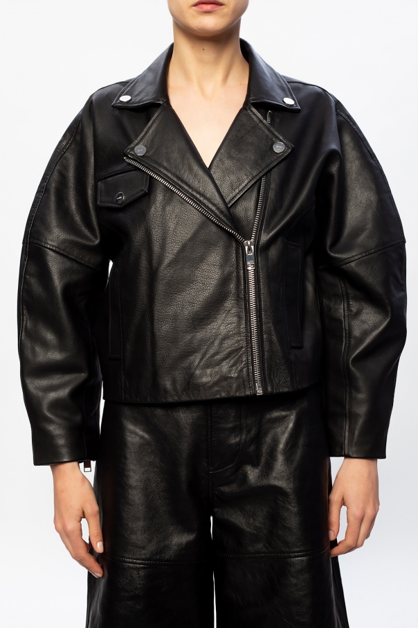 Ganni Leather biker jacket | Langærmet T-Shirt Black Cross